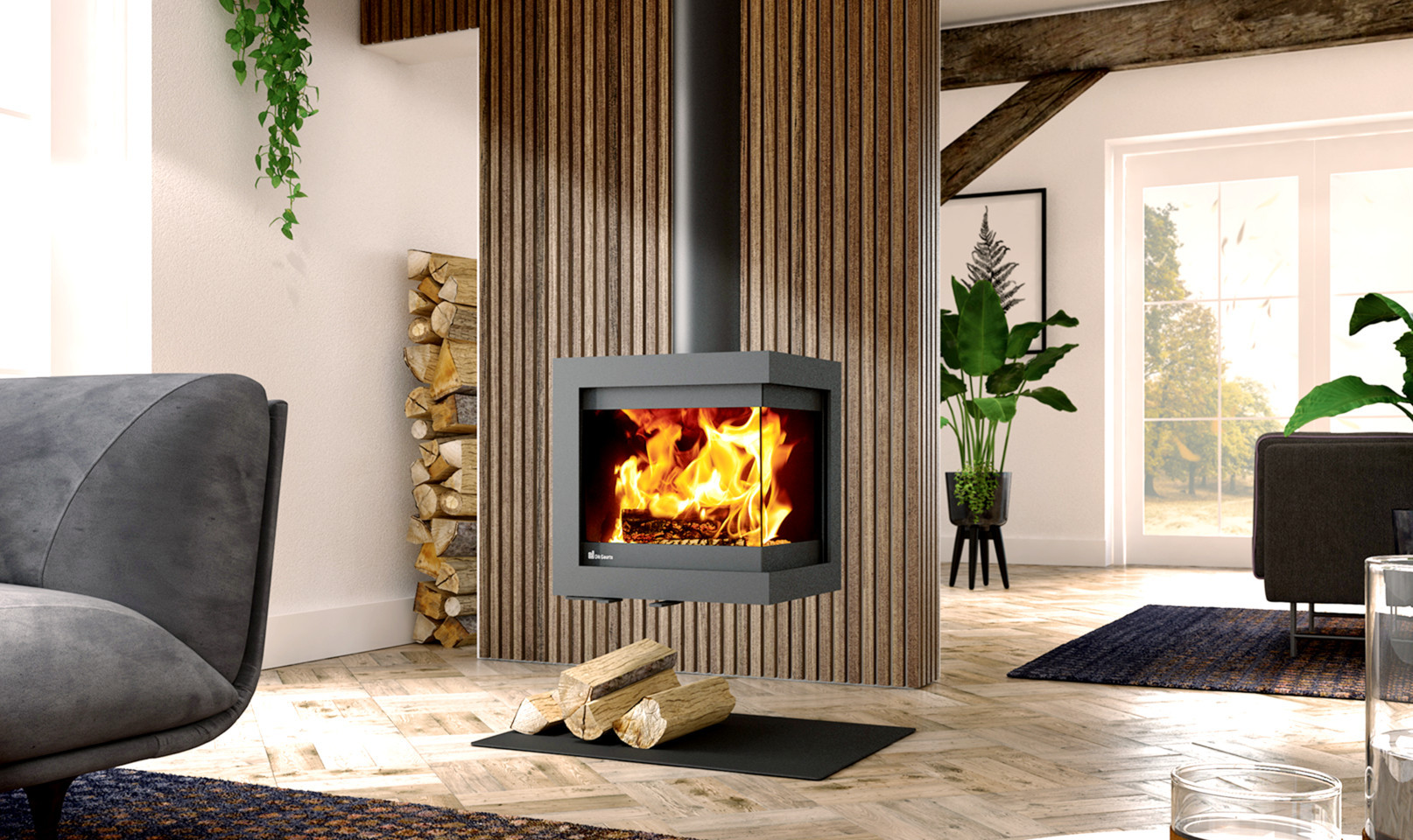 Poêles à bois Bora Corner Fixed (suspendu au plafond)